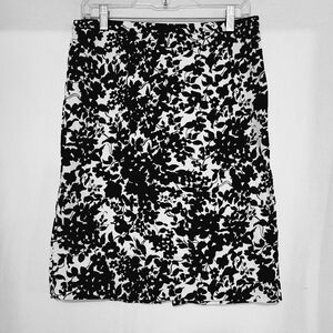 Old Navy Just Below Waist White Cotton Black Floral Print Stretch Skirt 4